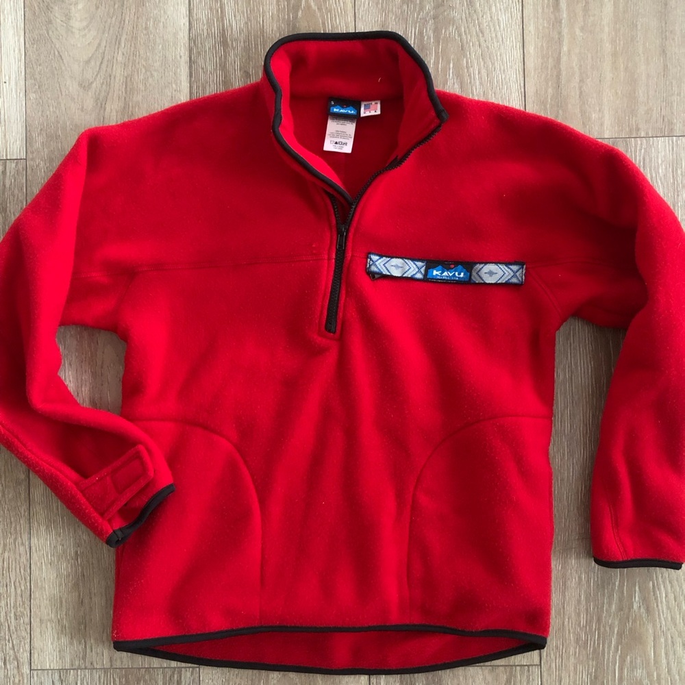 Kavu Mens 1/2-Zip Fleece Pullover size Small color Red made in the USA
